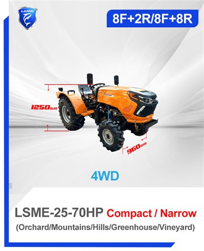 Úzký obdélníkový sadový traktor